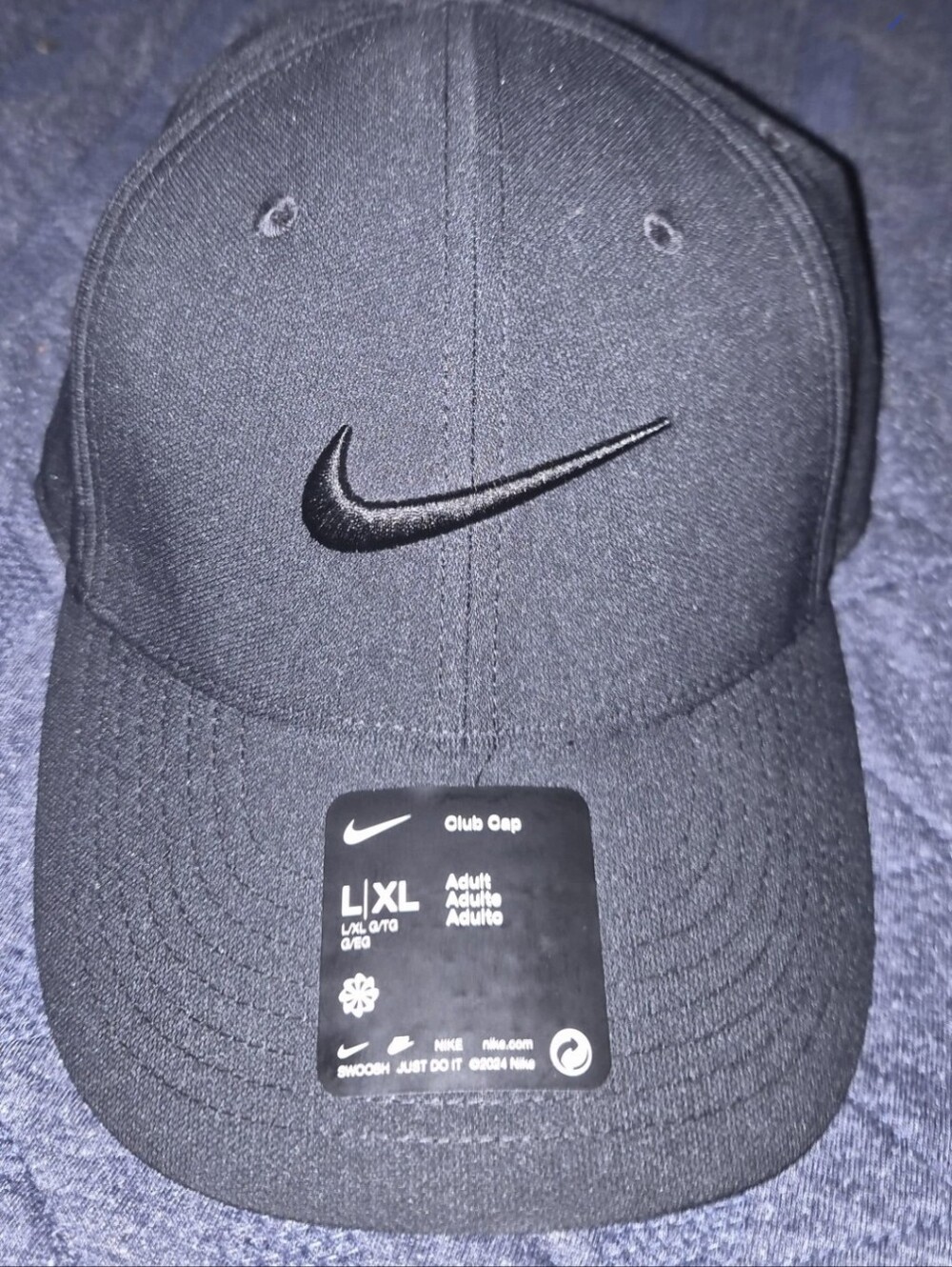 Nike Club Cap Hat Structured Embroidered Swoosh athletic Black Adult Size L\XL